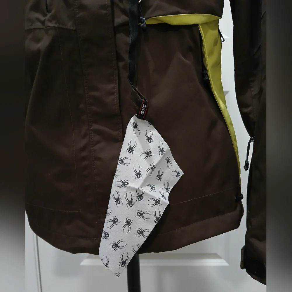 Spyder Brown &‎ Lime Green Ski Winter Snow Coat - Picture 2 of 16